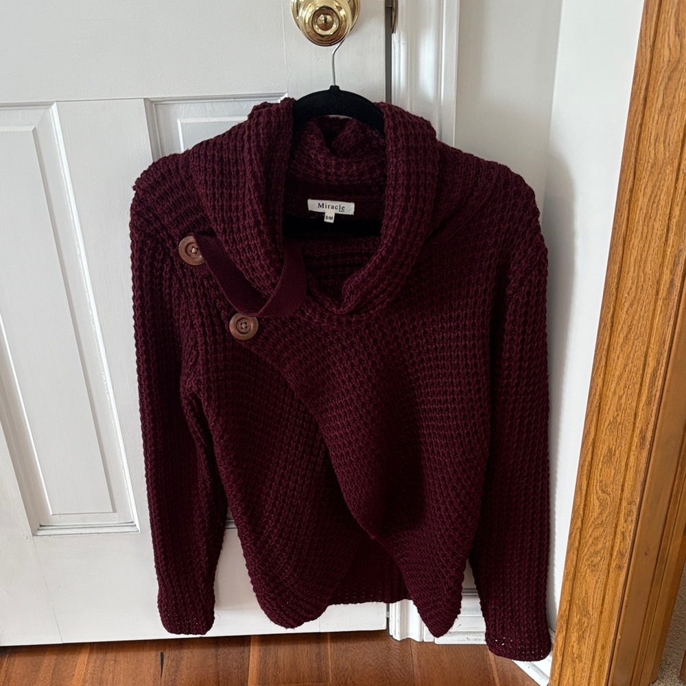 Miracle Deep Red Cowl Neck Sweater